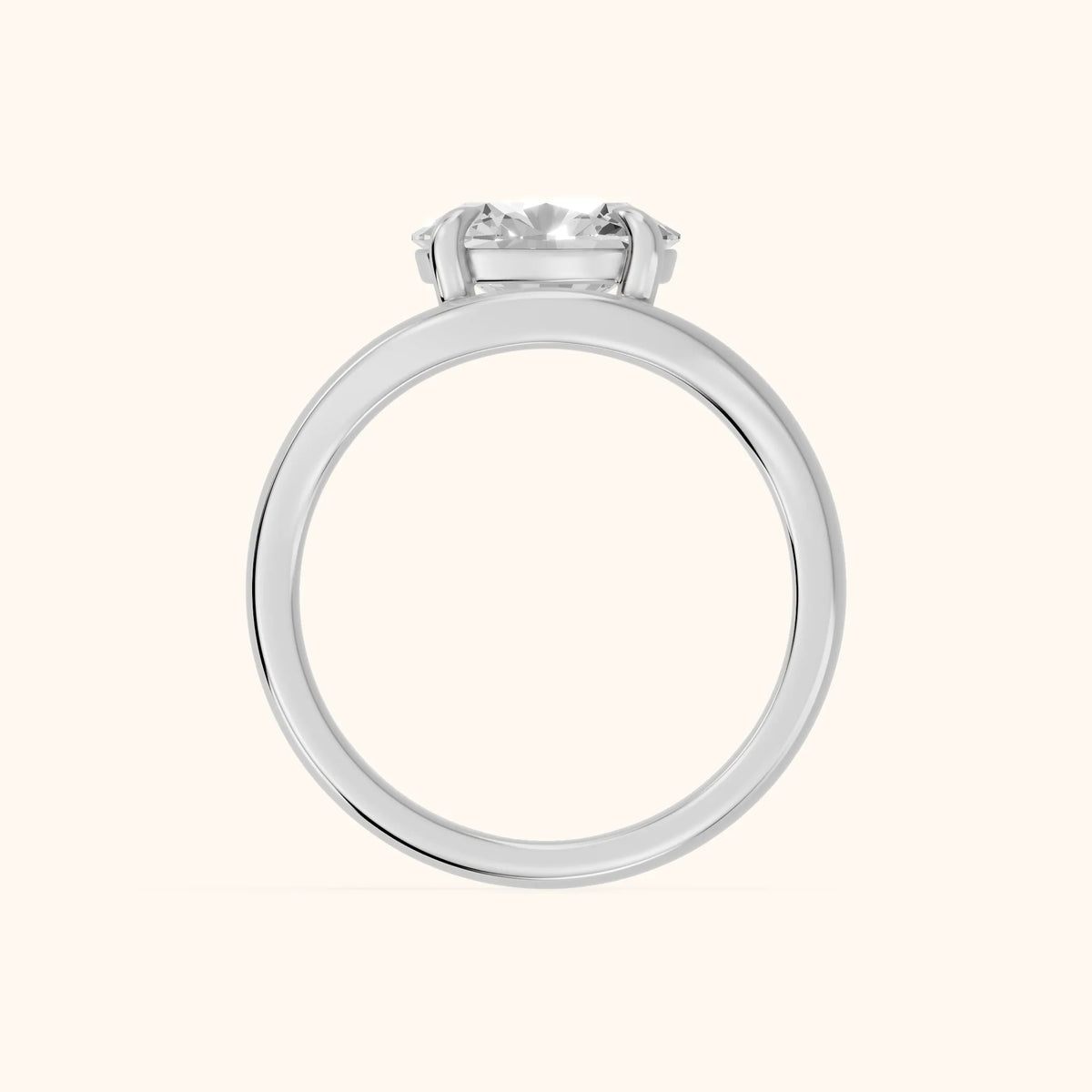 Madeleine Split Shank Oval Diamond Engagement Ring in Silver - FingerView.webp