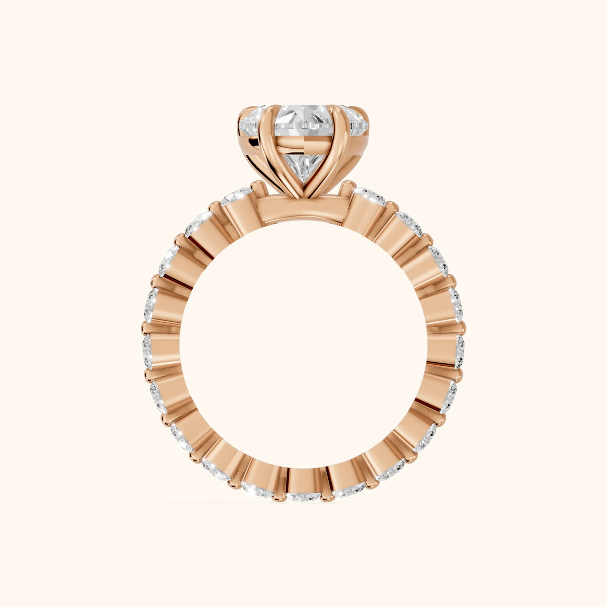 Piper Sidestone Heart Diamond Engagement Ring in Rose Gold - FingerView.webp