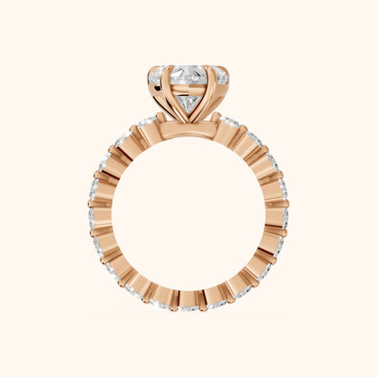 Piper Sidestone Heart Diamond Engagement Ring in Rose Gold - FingerView.webp