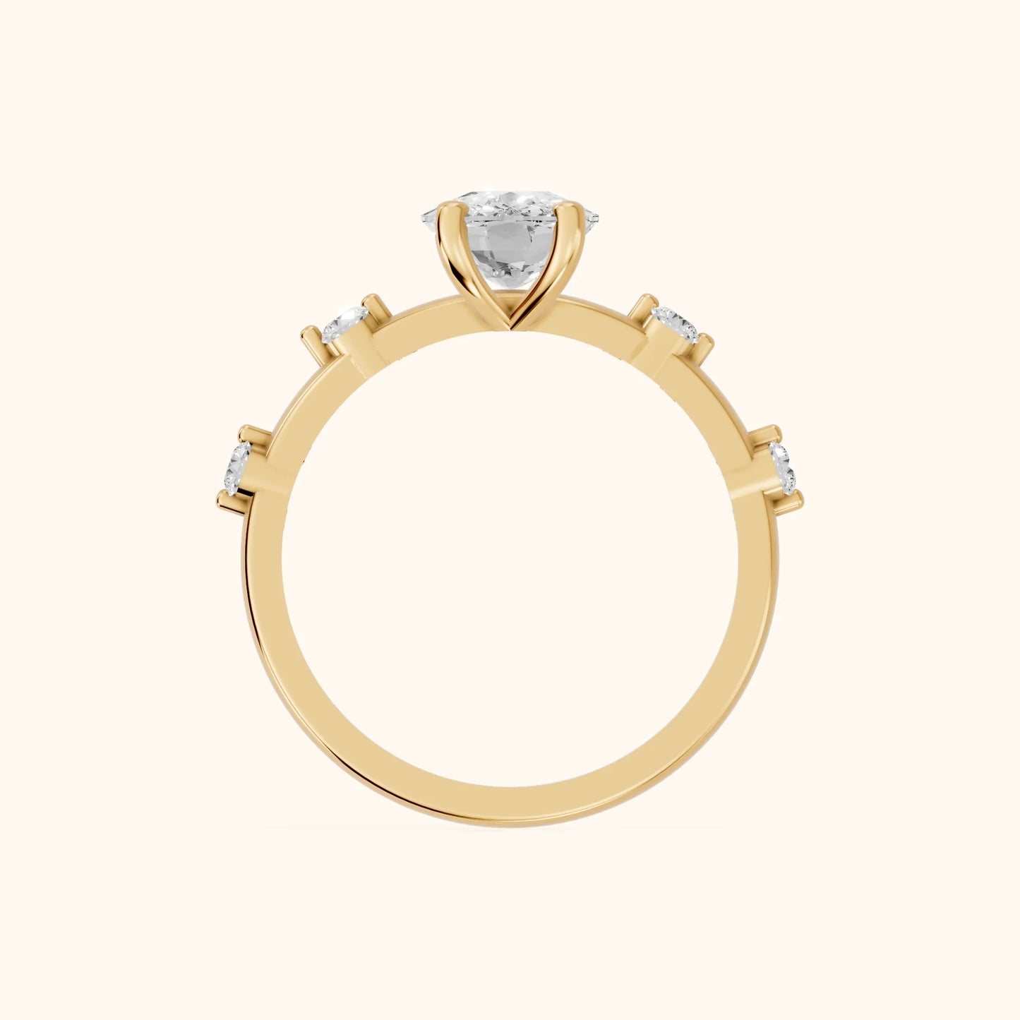 Elena Radiance Solitaire Cushion Diamond Engagement Ring in Yellow Gold - FingerView