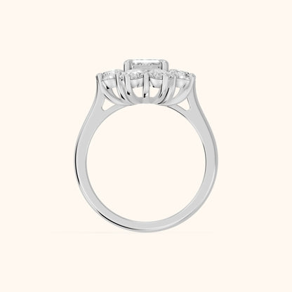 Phoebe Cluster Emerald Diamond Engagement Ring in White Gold - FingerView.webp