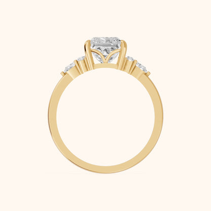 Amelia Three Stone Princess Diamond Engagement Ring in Yellow Gold - FingerView