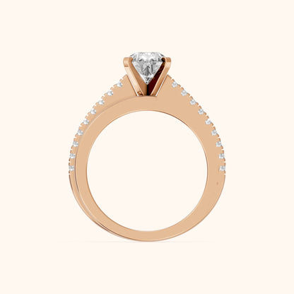 Edith Criss Cross Pavé Pear Diamond Engagement Ring in Rose Gold - FingerView.webp