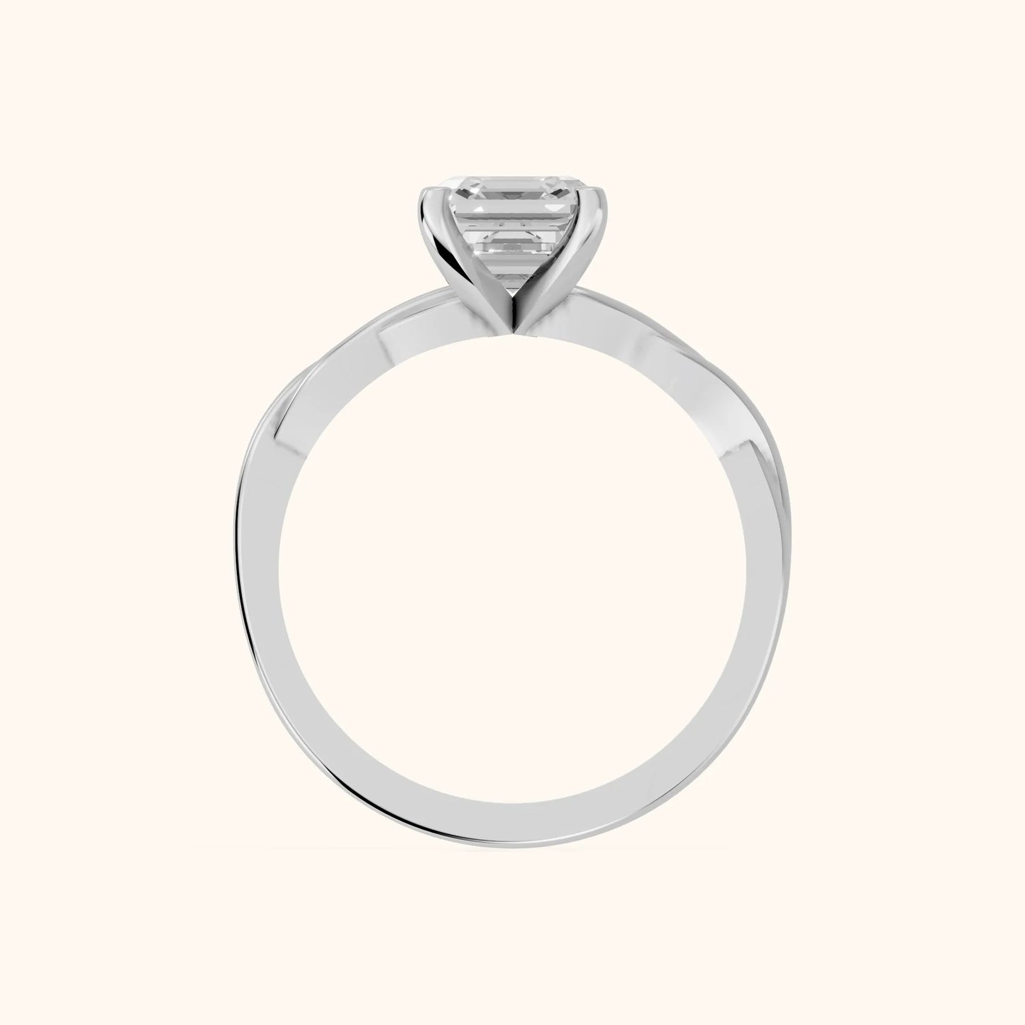 Iris Twist Asscher Diamond Engagement Ring in White Gold - FingerView