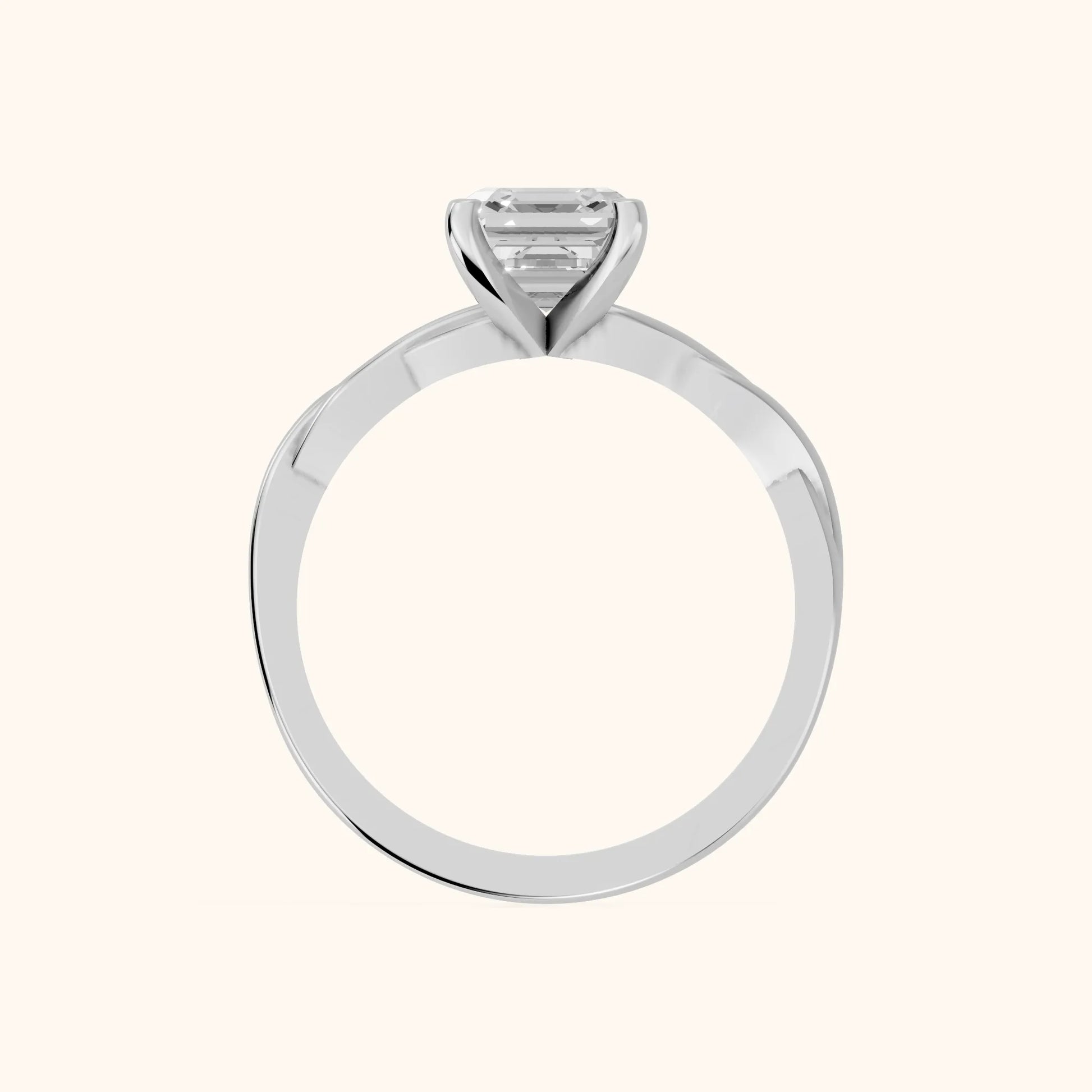 Iris Twist Asscher Diamond Engagement Ring in White Gold - FingerView