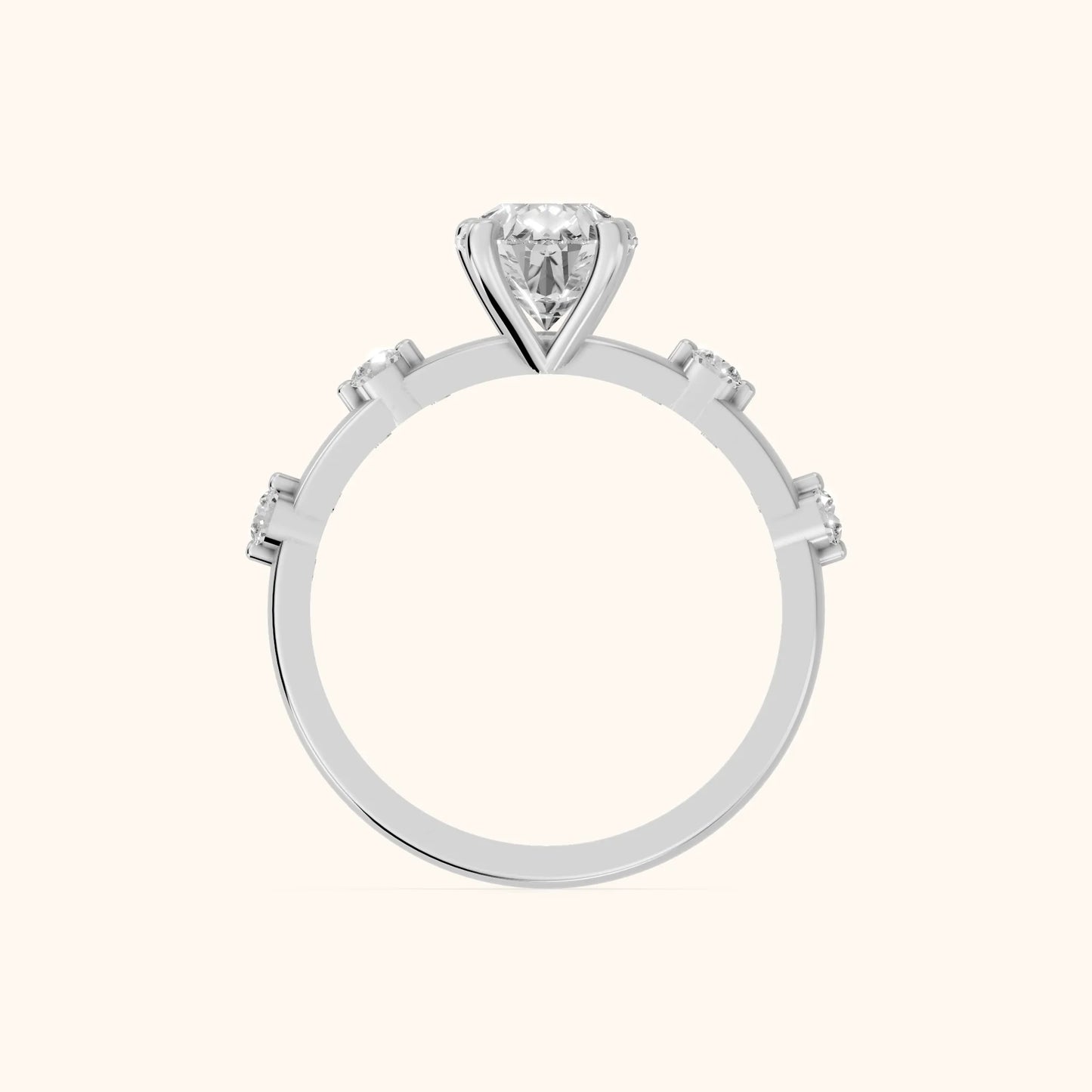 Elena Radiance Solitaire Pear Diamond Engagement Ring in Platinum - FingerView