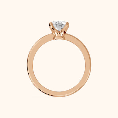 Flora Guardian Solitaire Cushion Diamond Engagement Ring in Rose Gold - FingerView