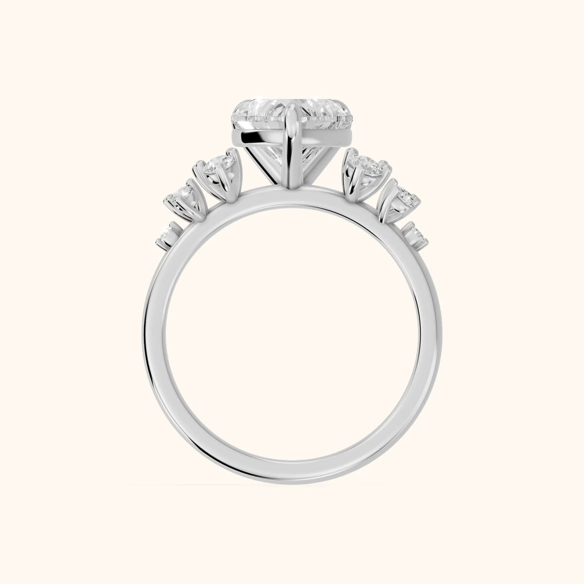 Mirabelle Cluster Heart Diamond Engagement Ring in Silver - FingerView.webp