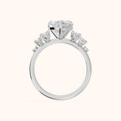 Mirabelle Cluster Heart Diamond Engagement Ring in Silver - FingerView.webp