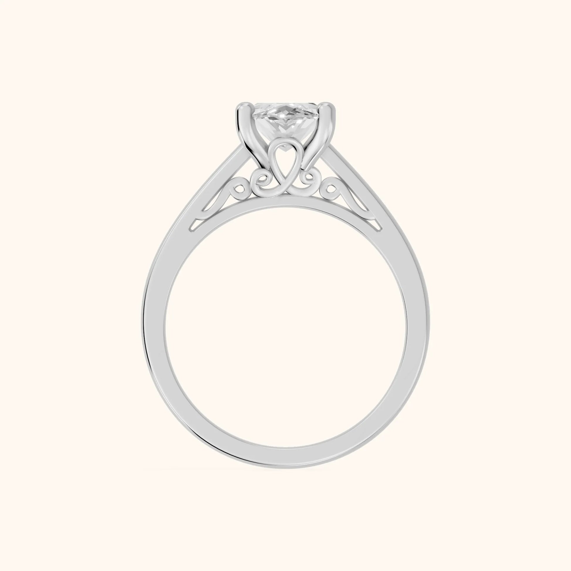 Iris Vintage Marquise Diamond Engagement Ring in Platinum - FingerView