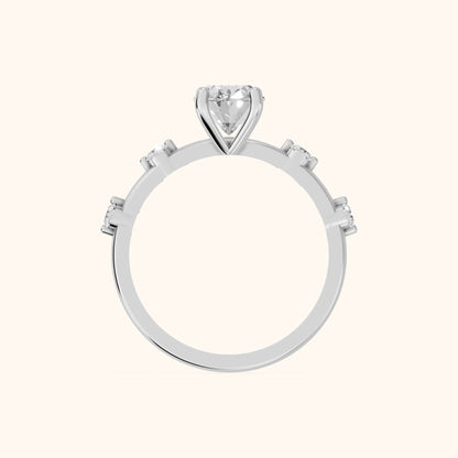 Elena Radiance Oval Diamond Engagement Ring in Platinum - FingerView