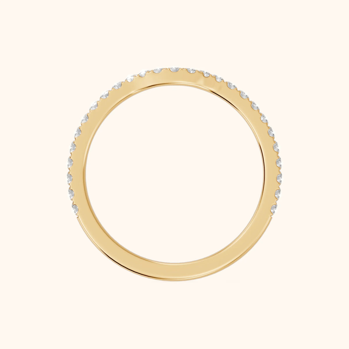 Helene Curved Round Diamond Half Eternity Band in Yellow Gold - FingerView