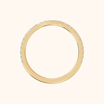 Helene Curved Round Diamond Half Eternity Band in Yellow Gold - FingerView