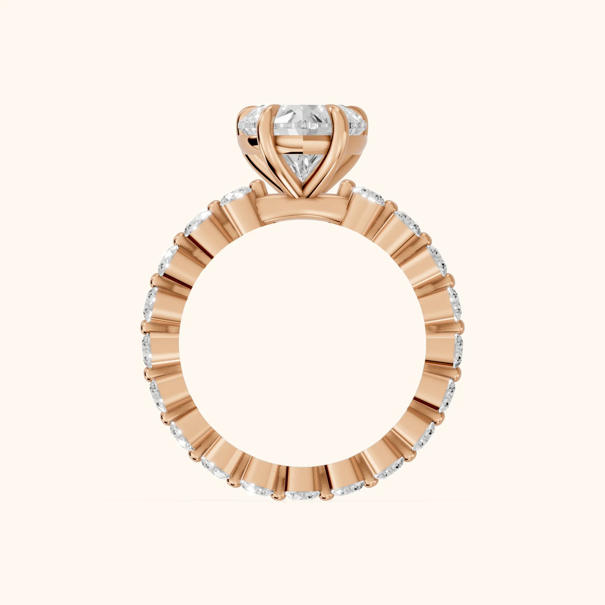 Bridget Sidestone Heart Diamond Engagement Ring in Rose Gold - FingerView.webp