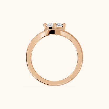Evelyn Chevron Solitaire Marquise Diamond Engagement Ring in Rose Gold - FingerView