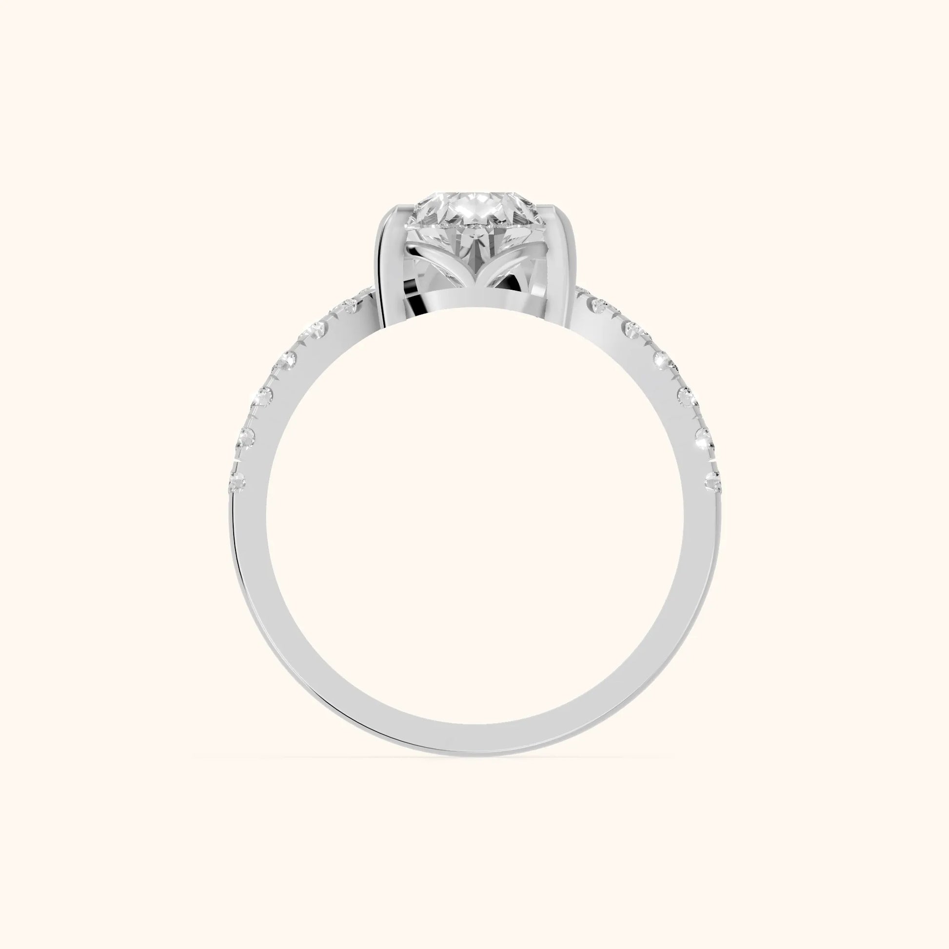 Isabella Legacy Side Stone Pear Diamond Engagement Ring in Silver - FingerView