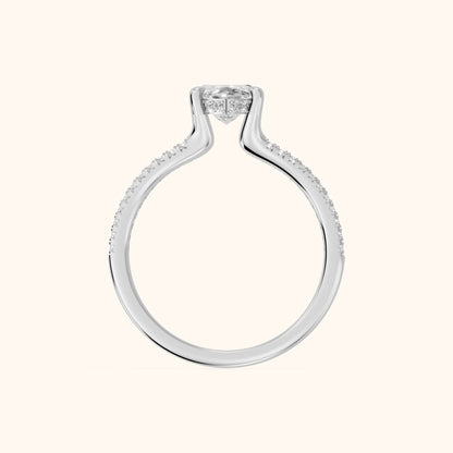 Eternal Embrace Solitaire Marquise Diamond Engagement Ring in White Gold - FingerView