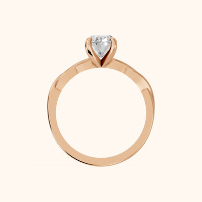 Iris Twist Oval Diamond Engagement Ring in Rose Gold - FingerView