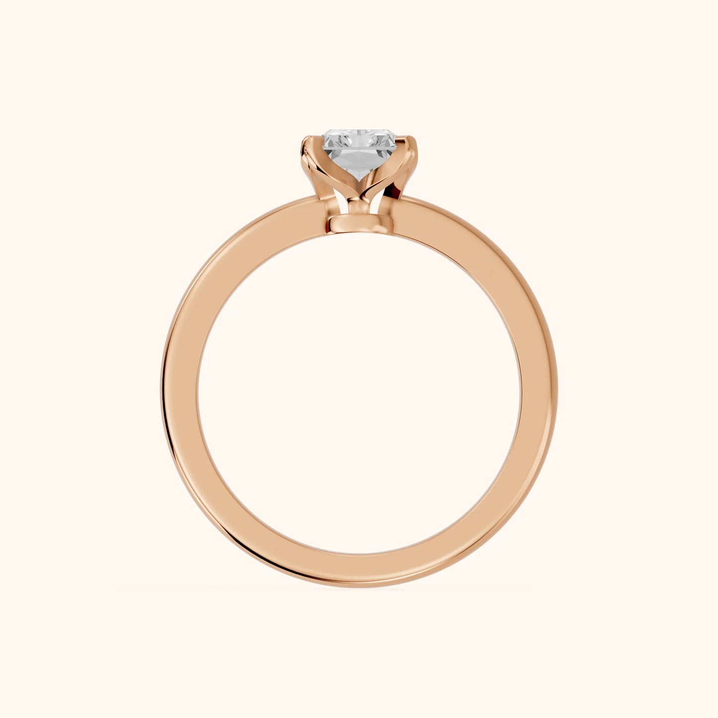 Flora Guardian Solitaire Radiant Diamond Engagement Ring in Rose Gold - FingerView