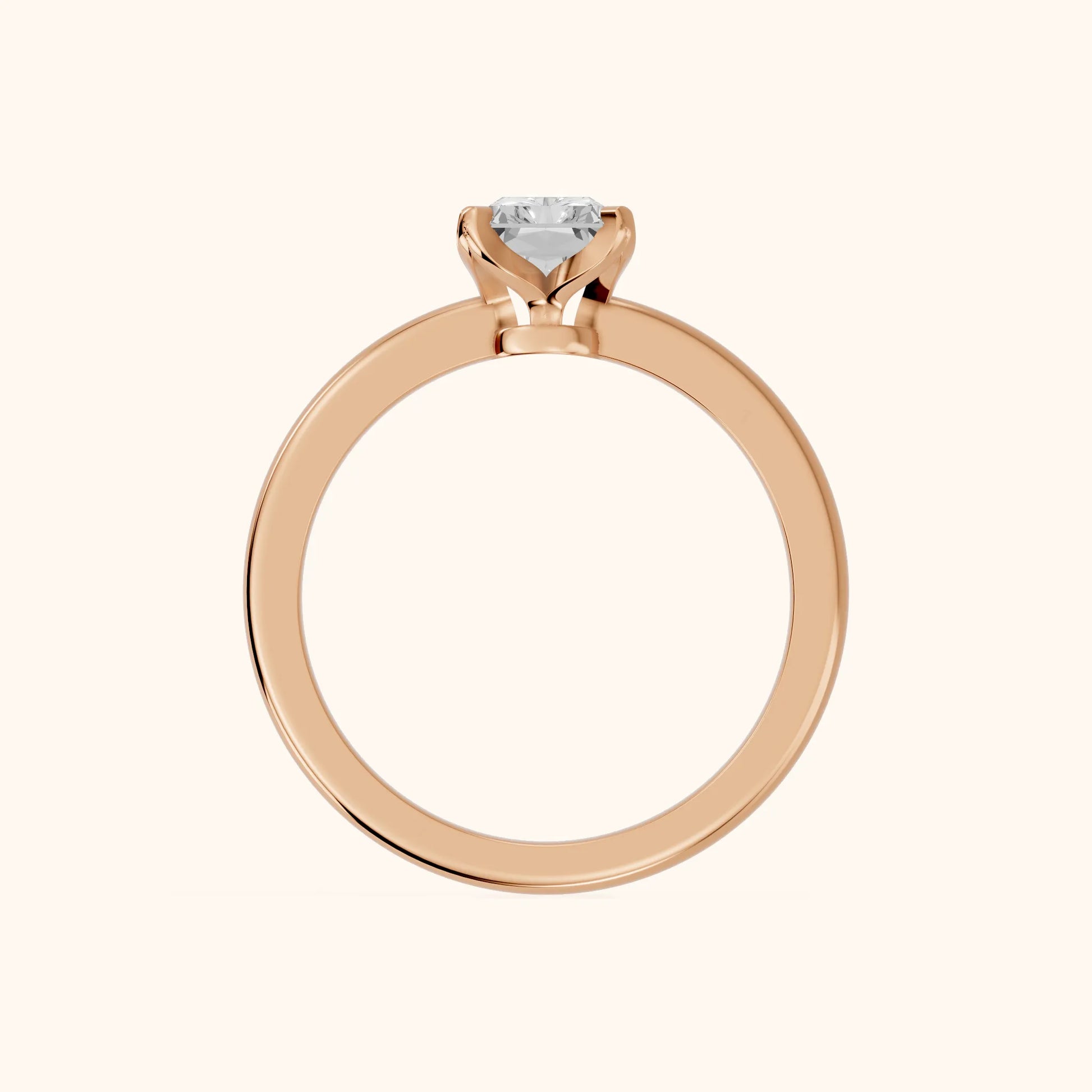 Flora Guardian Solitaire Radiant Diamond Engagement Ring in Rose Gold - FingerView