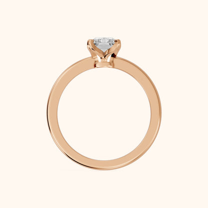 Flora Guardian Solitaire Radiant Diamond Engagement Ring in Rose Gold - FingerView