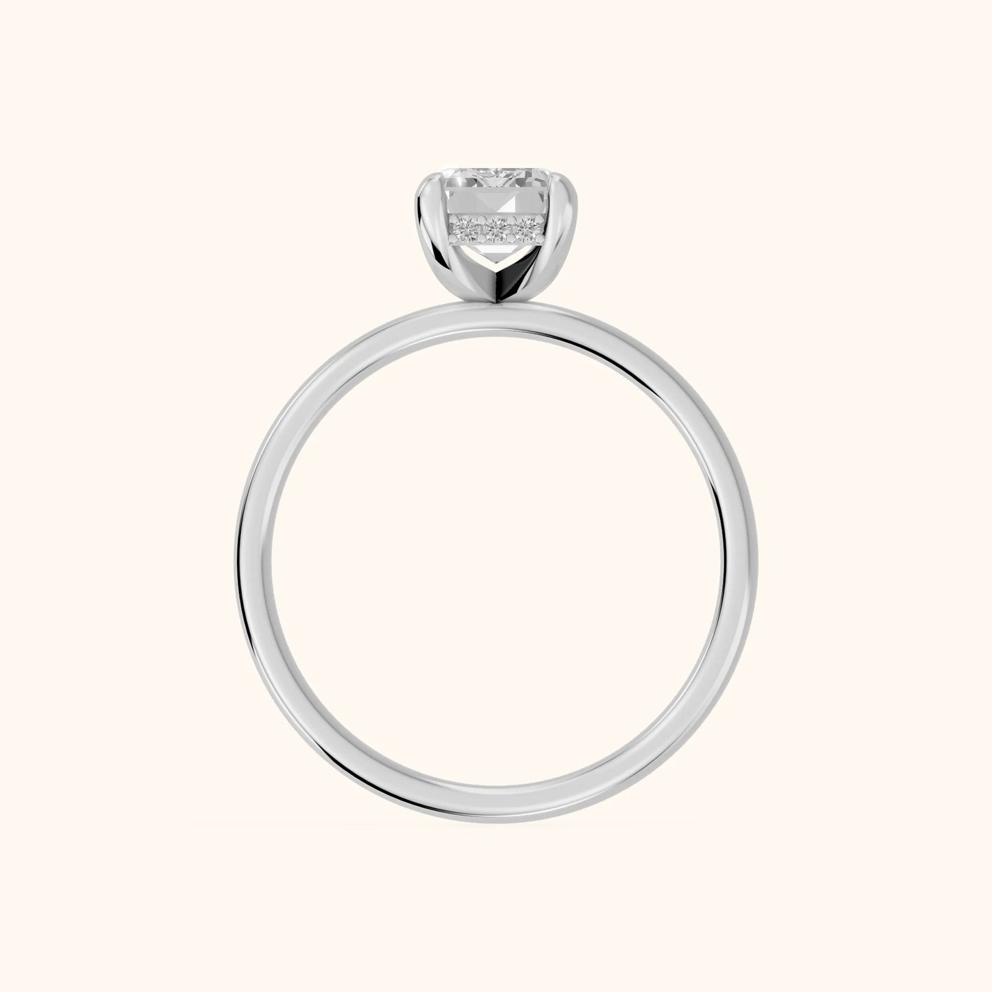 Charlotte Charm Solitaire Emerald Diamond Engagement Ring in Platinum - FingerView
