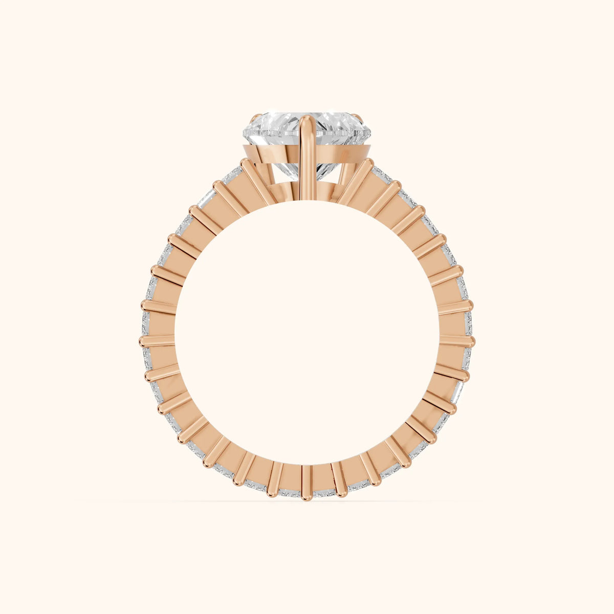 Mallory Shared Prong Heart Diamond Engagement Ring in Rose Gold - FingerView.webp