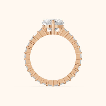 Mallory Shared Prong Heart Diamond Engagement Ring in Rose Gold - FingerView.webp