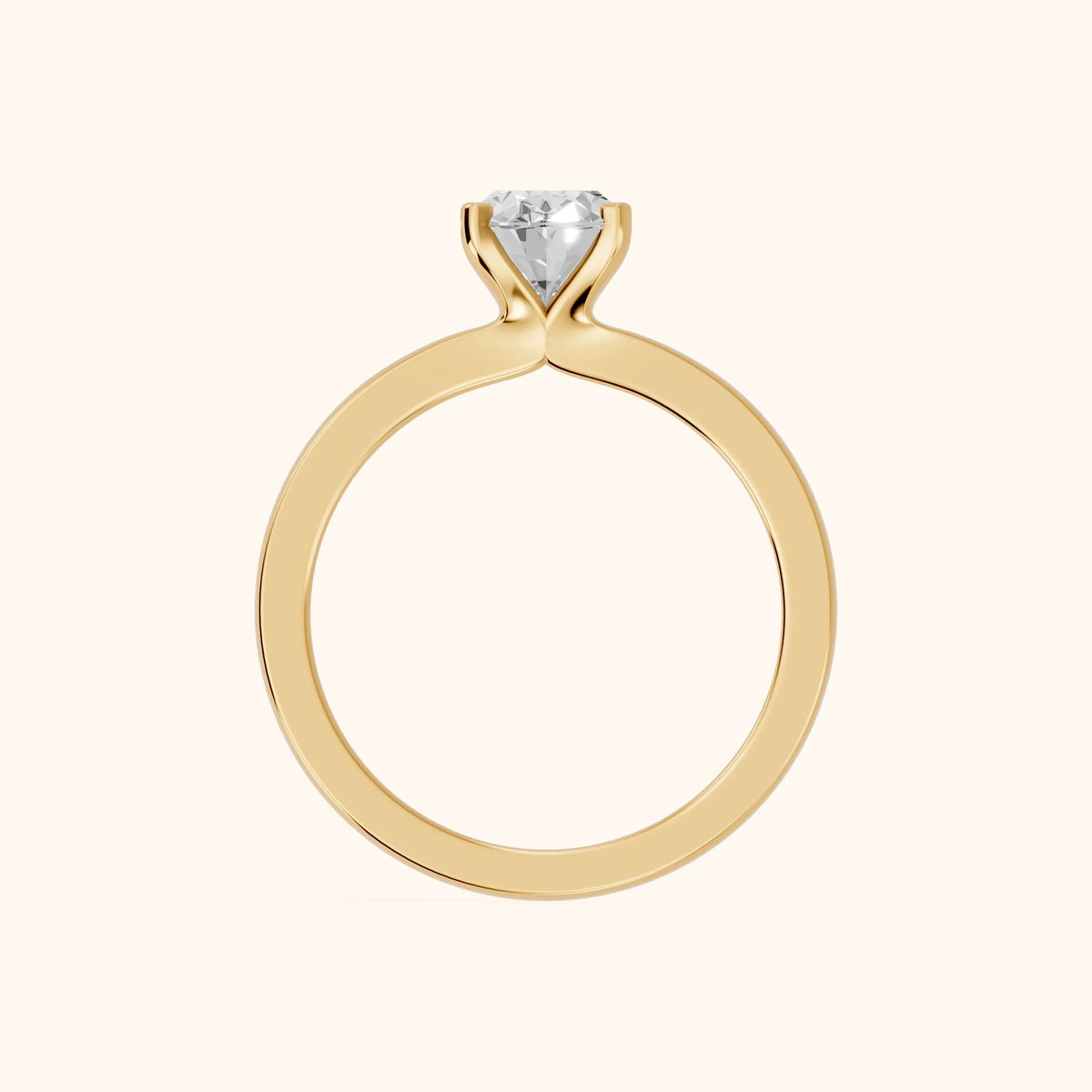 Matilda Cathedral Solitaire Oval Diamond Engagement Ring in Yellow Gold - FingerView.webp