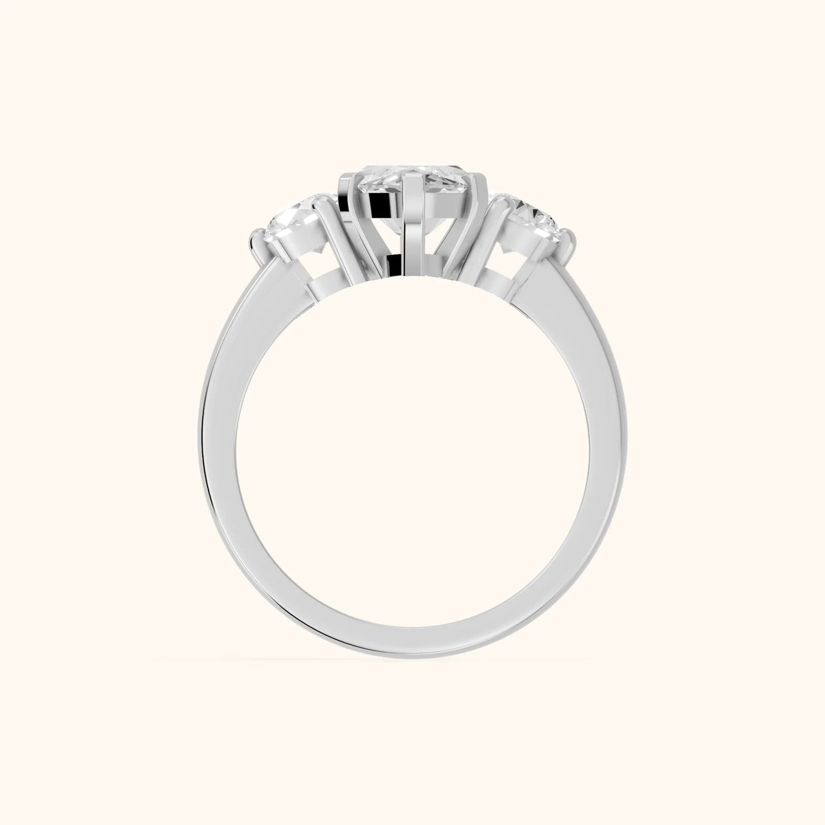 Freesia Three-Stone Marquise Diamond Engagement Ring in Platinum - FingerView.webp