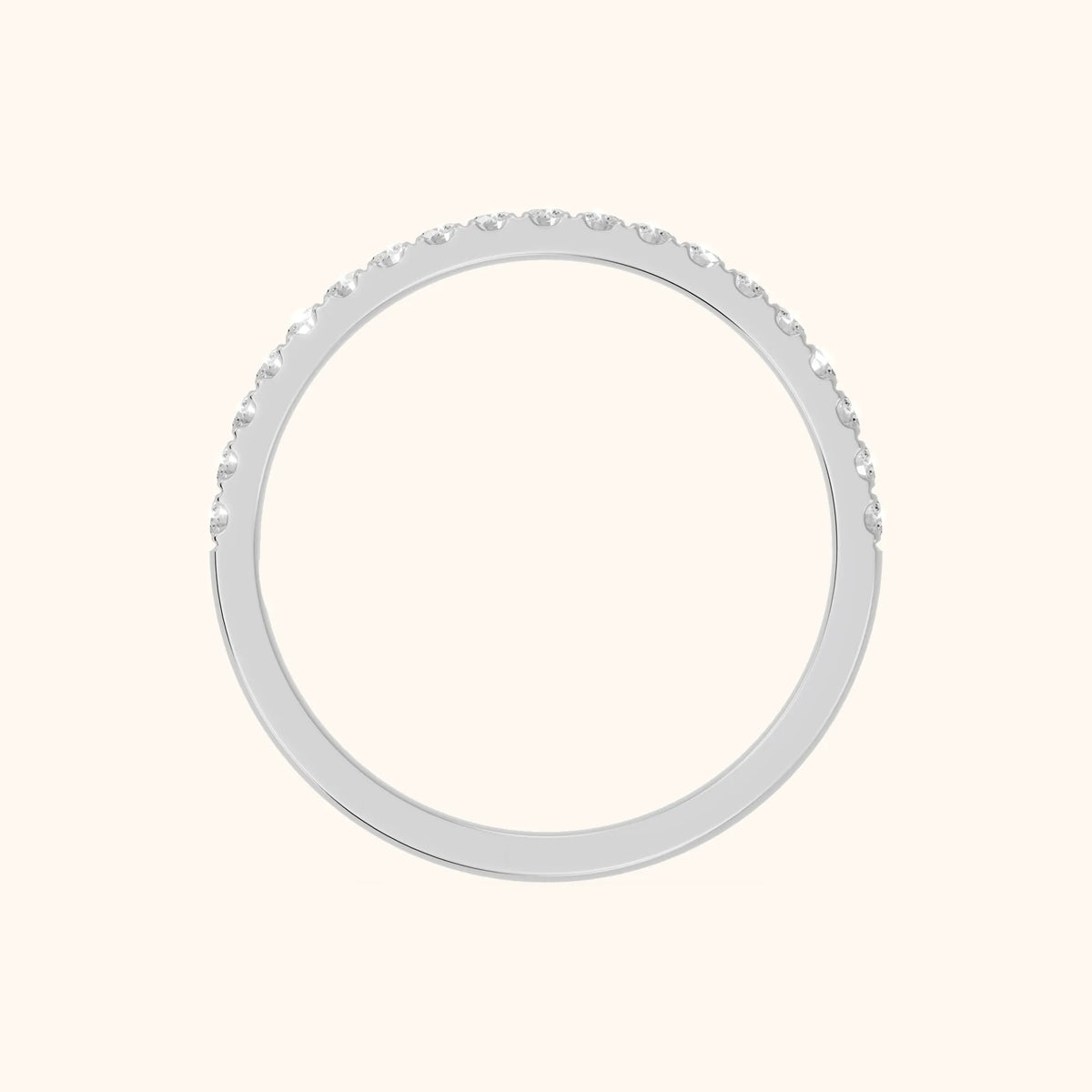 Avani French Pavé Round Diamond Half Eternity Band in White Gold - FingerView