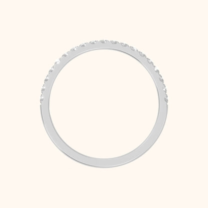 Avani French Pavé Round Diamond Half Eternity Band in White Gold - FingerView