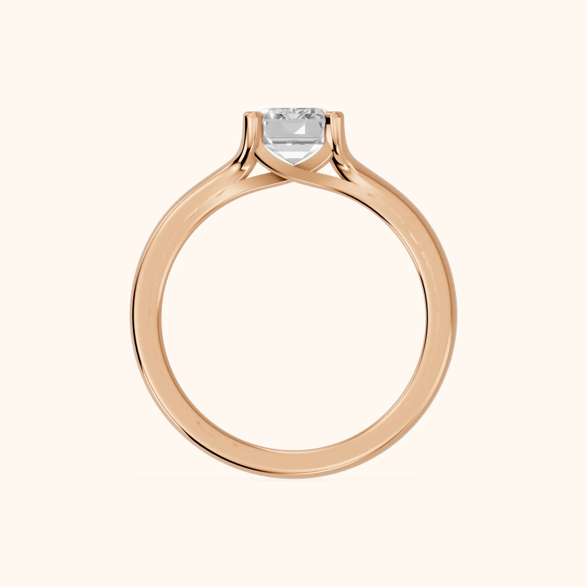 Nell Split Shank Solitaire Emerald Diamond Engagement Ring in Rose Gold - FingerView.webp