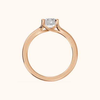 Nell Split Shank Solitaire Emerald Diamond Engagement Ring in Rose Gold - FingerView.webp
