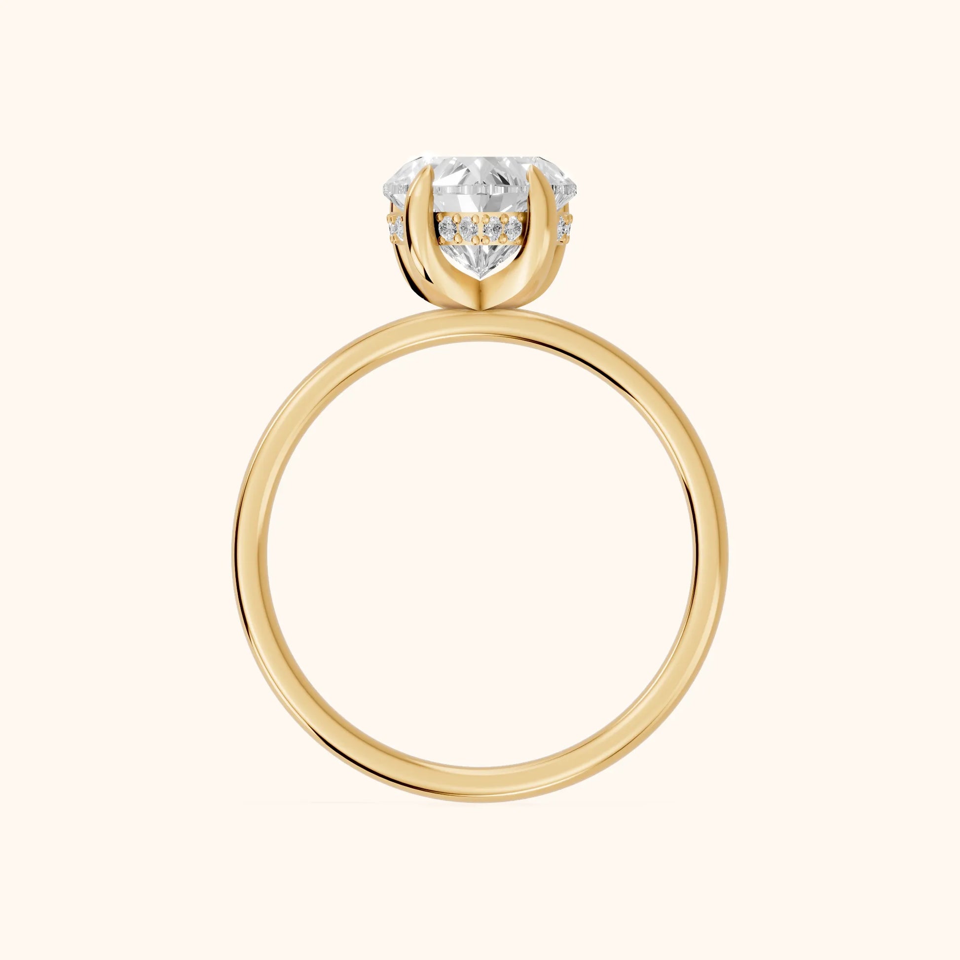 Charlotte Charm Solitaire Heart Diamond Engagement Ring in Yellow Gold - FingerView