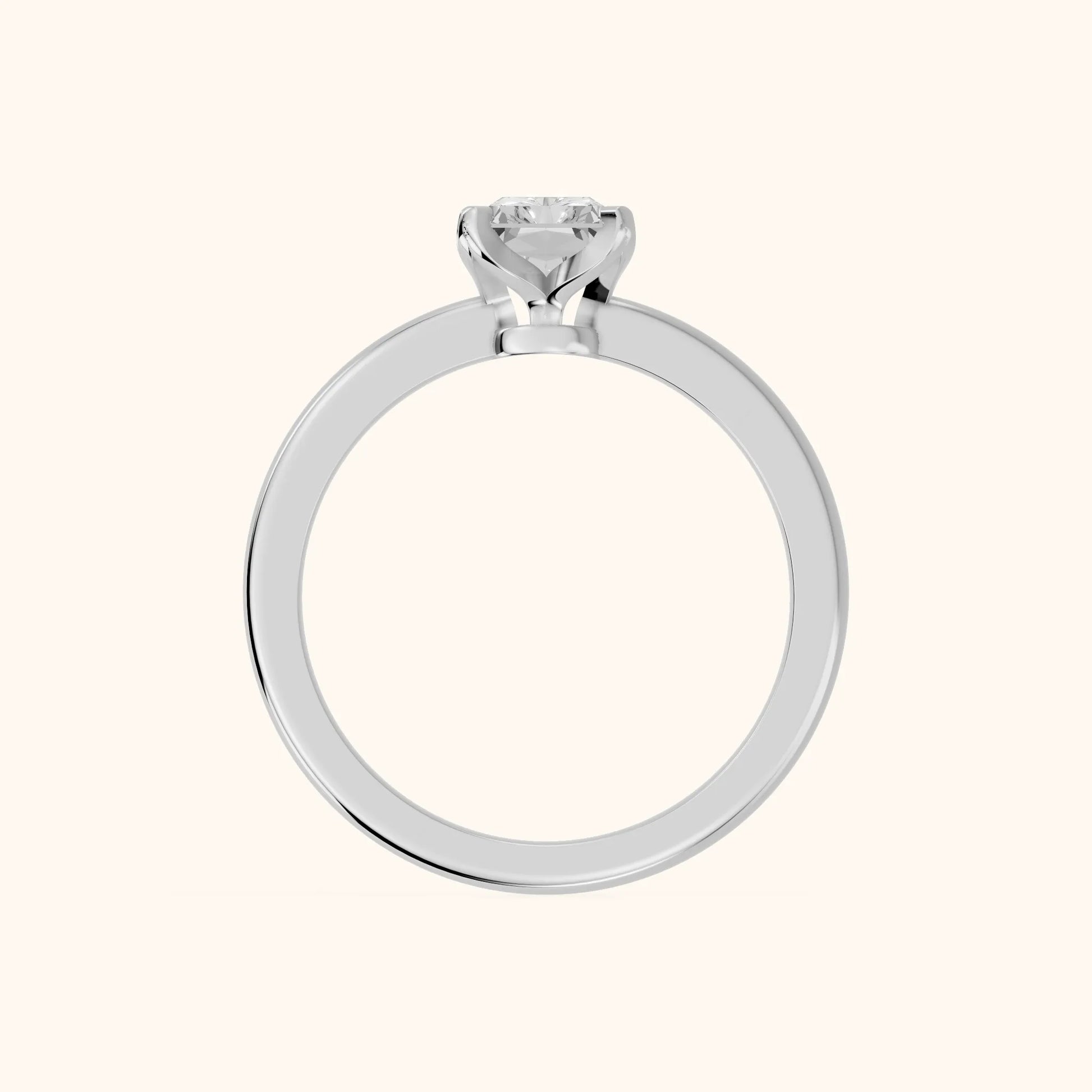 Flora Guardian Solitaire Radiant Diamond Engagement Ring in Silver - FingerView