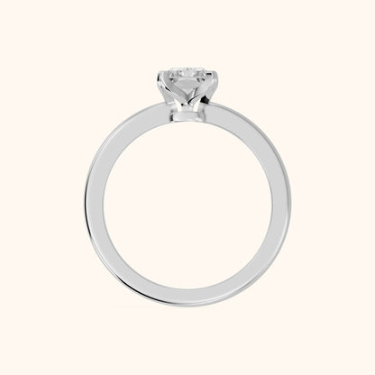 Flora Guardian Solitaire Radiant Diamond Engagement Ring in Silver - FingerView
