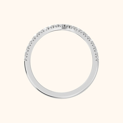 Melia Contour Pavé Round Diamond Stackable Ring in White Gold - FingerView