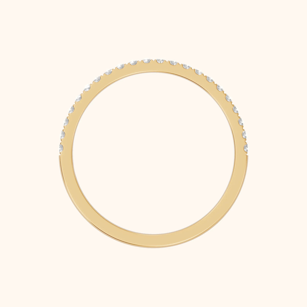 Milena Micropavé Round Diamond Half Eternity Band in Yellow Gold - FingerView