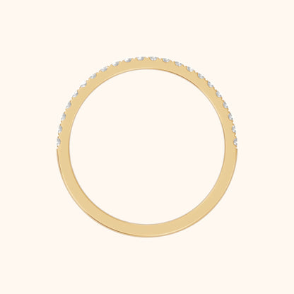 Milena Micropavé Round Diamond Half Eternity Band in Yellow Gold - FingerView