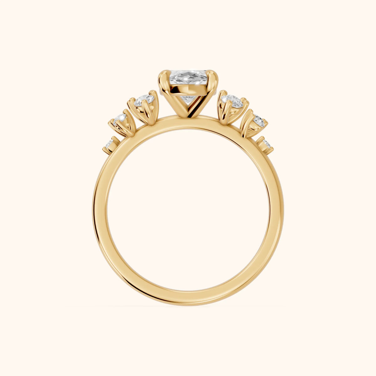Mirabelle Cluster Marquise Diamond Engagement Ring in Yellow Gold - FingerView.webp
