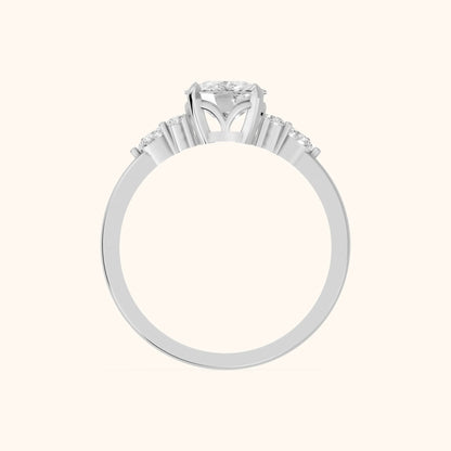 Amelia Three Stone Cushion Diamond Engagement Ring in Silver - FingerView