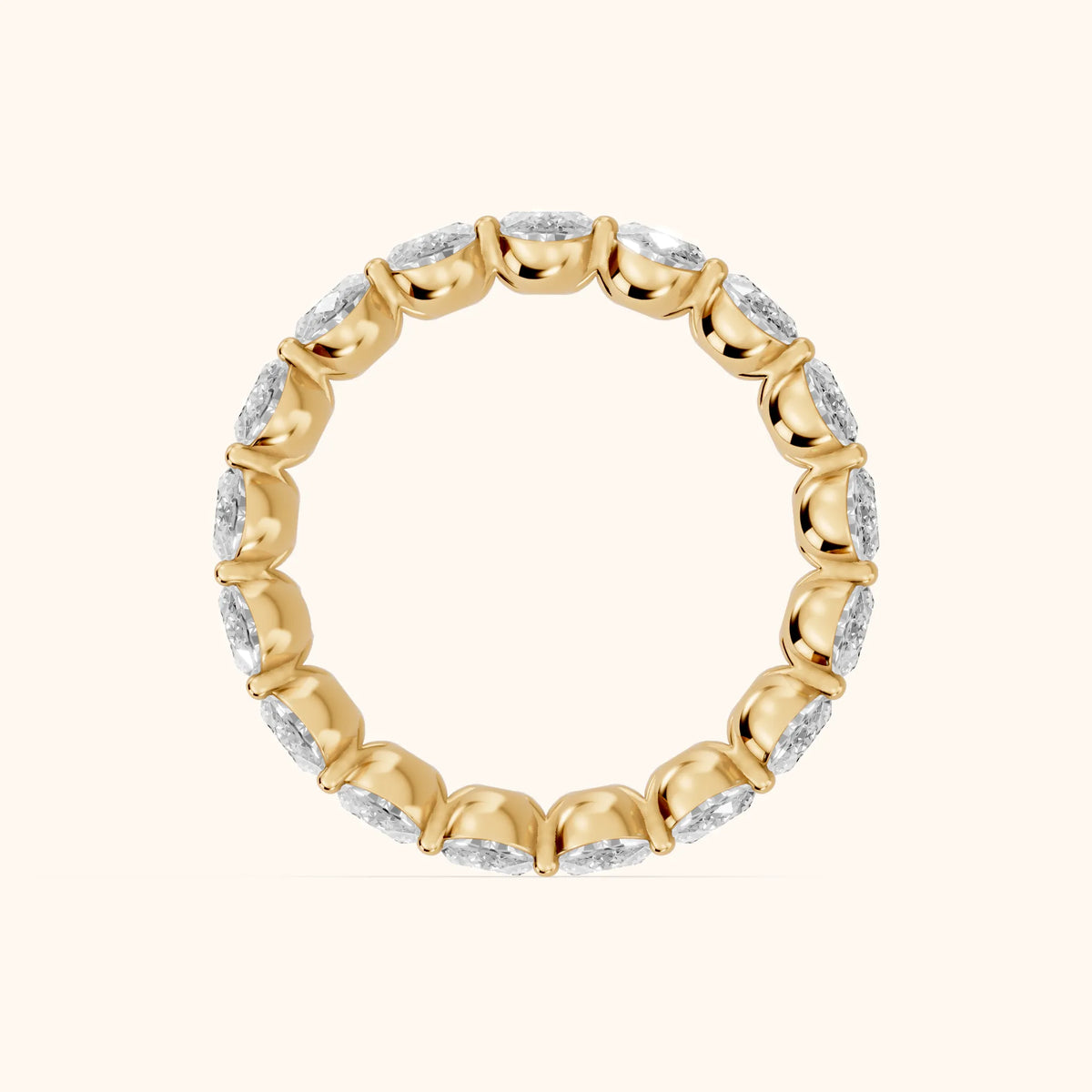 Neha Shared Prong Oval Diamond Eternity Band in Yellow Gold - FingerView
