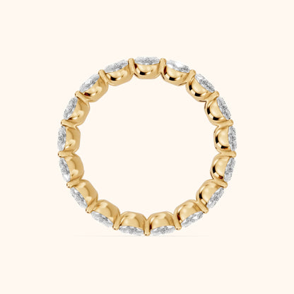 Neha Shared Prong Oval Diamond Eternity Band in Yellow Gold - FingerView