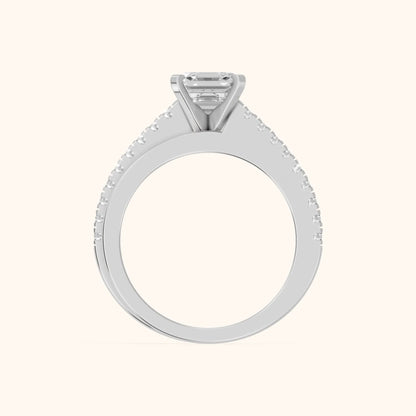 Edith Criss Cross Pavé Asscher Diamond Engagement Ring in White Gold - FingerView.webp
