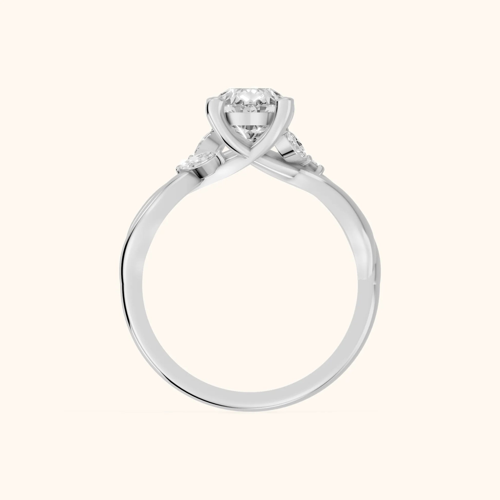 Luna Glow Twisted Pear Diamond Engagement Ring in White Gold - FingerView