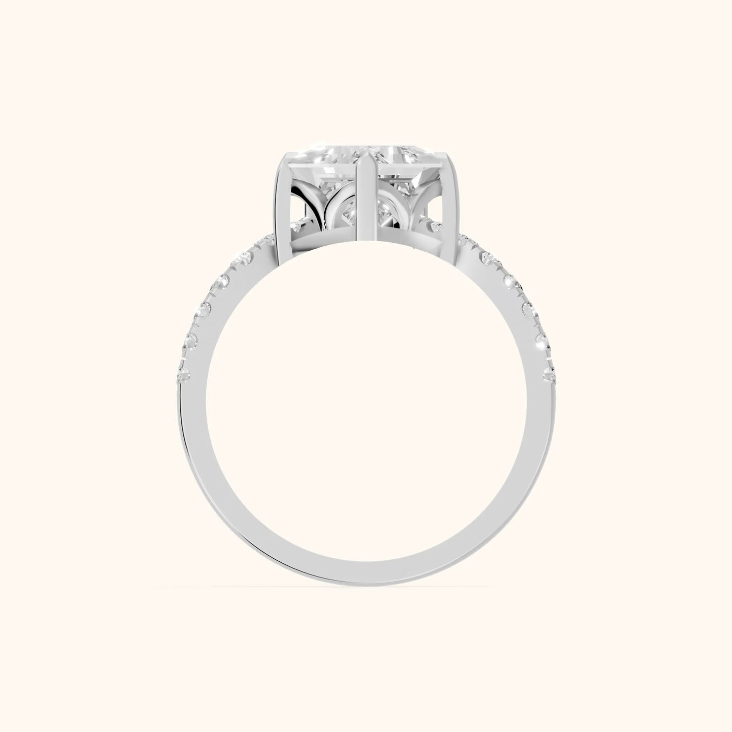 Isabella Legacy Side Stone Princess Diamond Engagement Ring in Platinum - FingerView