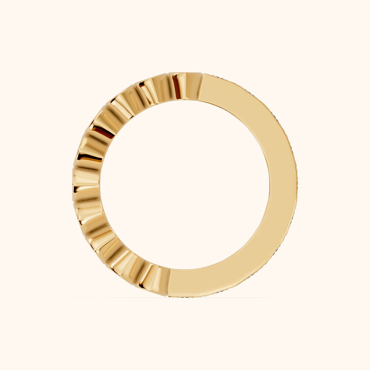 Lola Bezel Pear & Baguette Diamond Eternity Band in Yellow Gold - FingerView