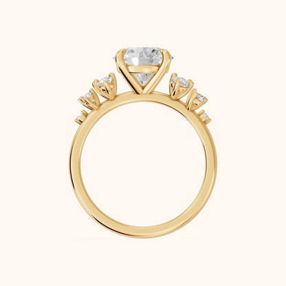 Mirabelle Cluster Round Diamond Engagement Ring in Yellow Gold - FingerView.webp