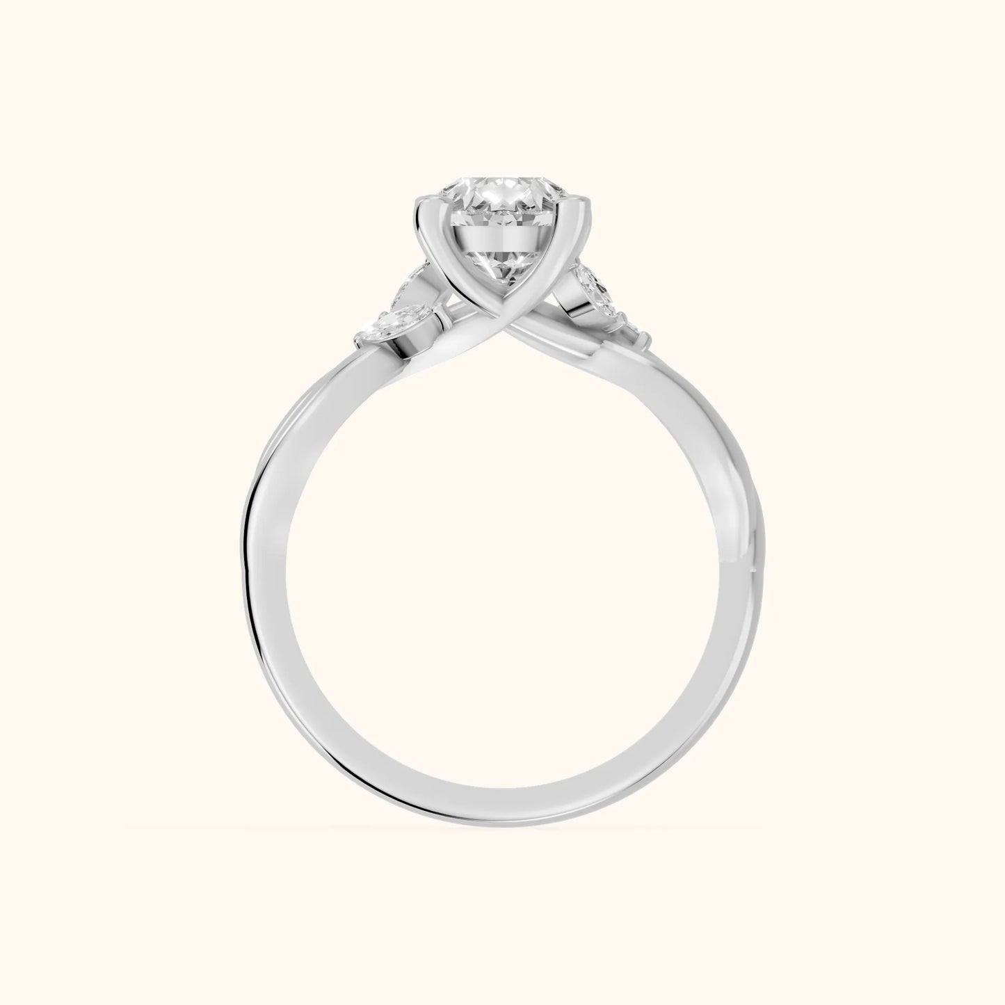 Luna Glow Twisted Pear Diamond Engagement Ring in Platinum - FingerView